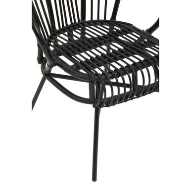 Java Black Rattan Scalloped Back Accent Chair