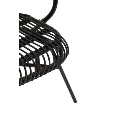 Java Black Rattan Scalloped Back Accent Chair