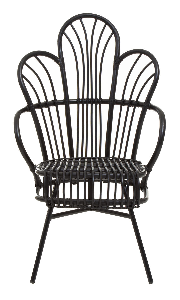 Java Black Rattan Scalloped Back Accent Chair