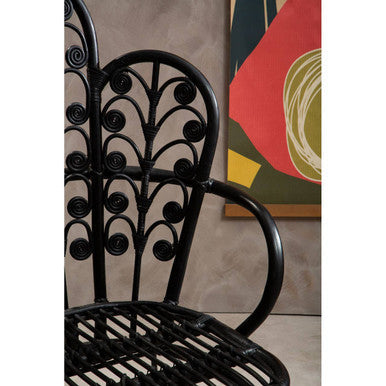 Java Black Rattan Scalloped Back Chair