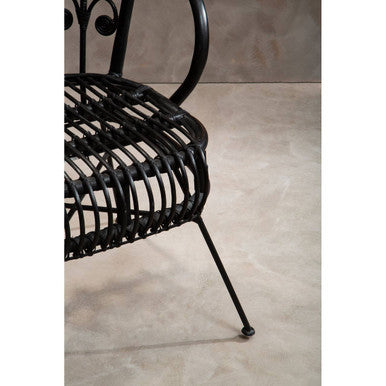 Java Black Rattan Scalloped Back Chair