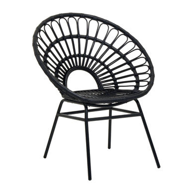Java Black Rattan Flared Back Chair