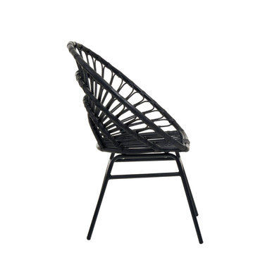 Java Black Rattan Flared Back Chair