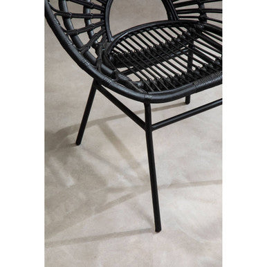 Java Black Rattan Flared Back Chair