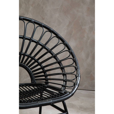 Java Black Rattan Flared Back Chair