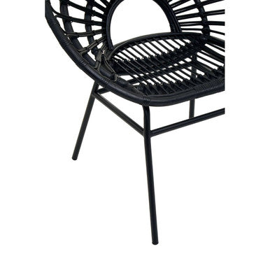 Java Black Rattan Flared Back Chair