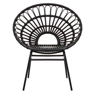 Java Black Rattan Flared Back Chair