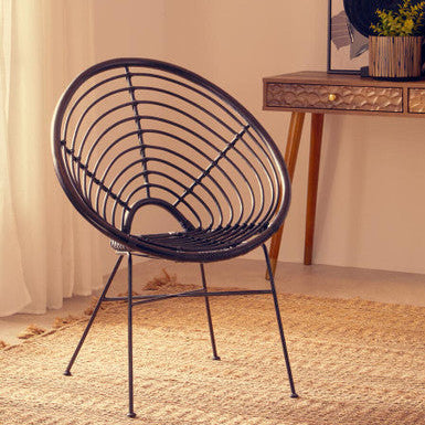 Java Black Rattan Round Chair