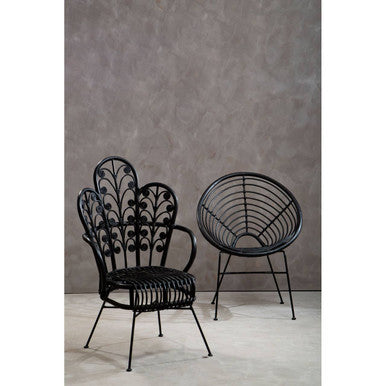Java Black Rattan Round Chair
