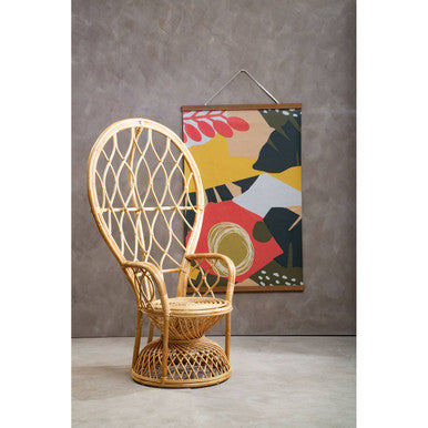 Java Natural Rattan Curved High Back Chair