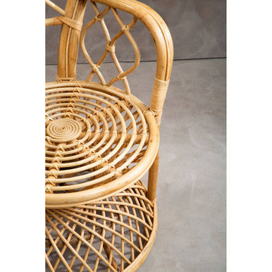 Java Natural Rattan Curved High Back Chair