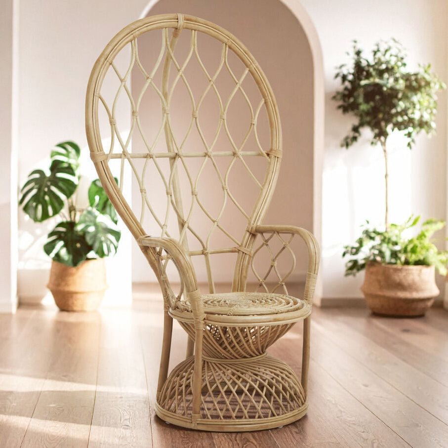 Java Natural Rattan Curved High Back Chair
