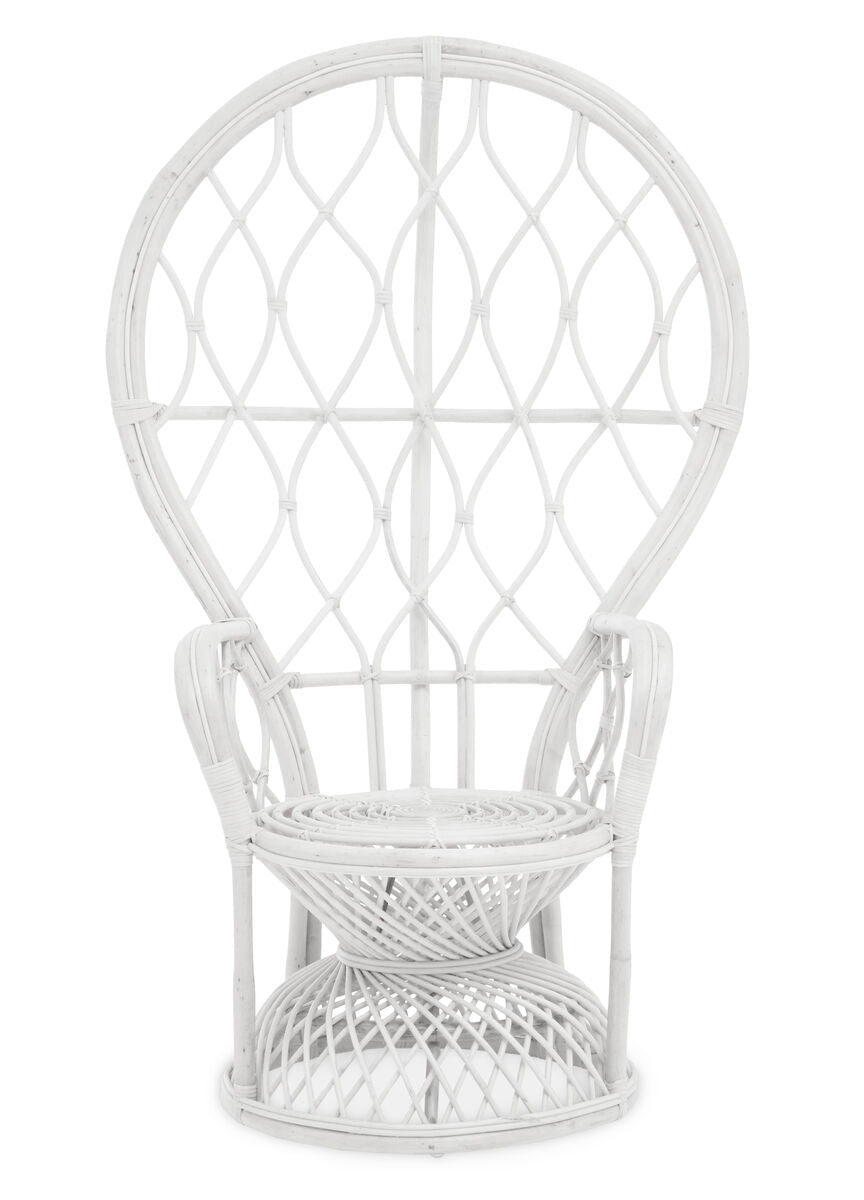 Java White Rattan Curved High Back Chair