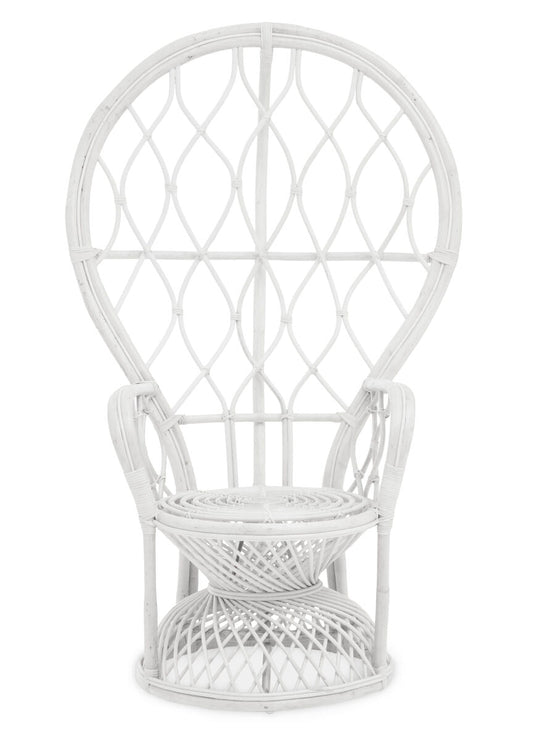Java White Rattan Curved High Back Chair