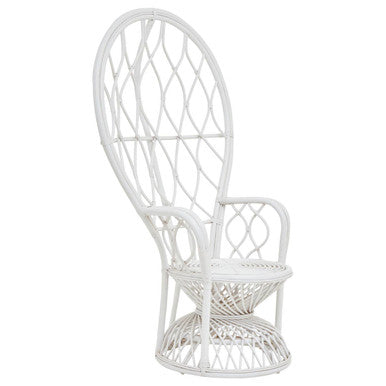 Java White Rattan Curved High Back Chair