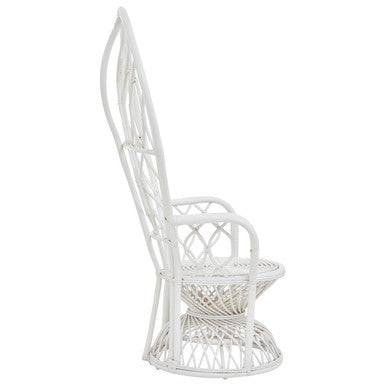 Java White Rattan Curved High Back Chair