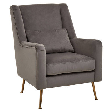 Doucet Grey Velvet High Back Chair