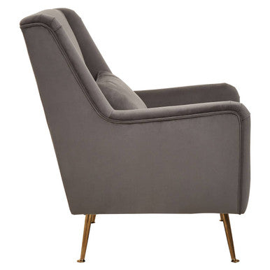 Doucet Grey Velvet High Back Chair