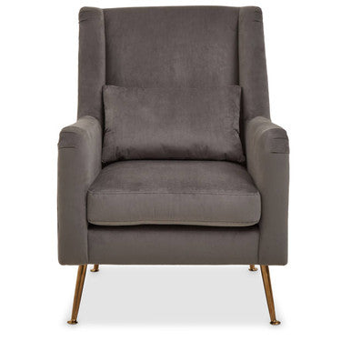 Doucet Grey Velvet High Back Chair