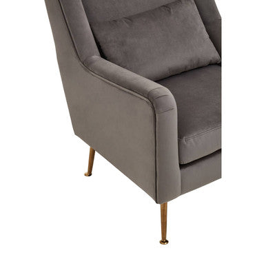 Doucet Grey Velvet High Back Chair