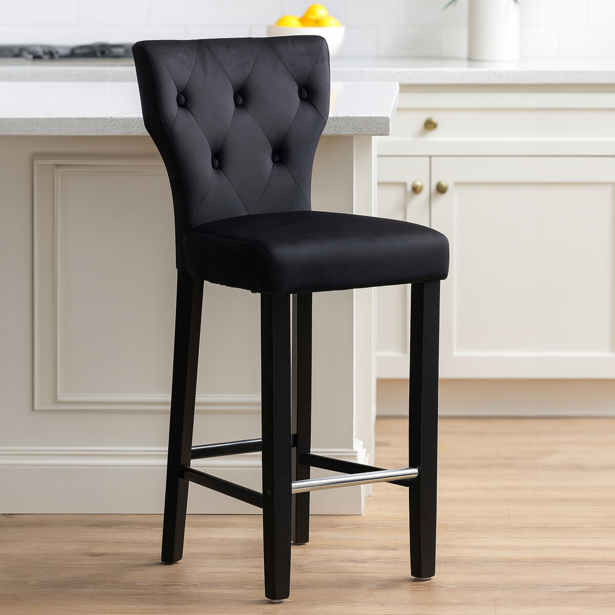 Decatour Black Velvet Bar Chair