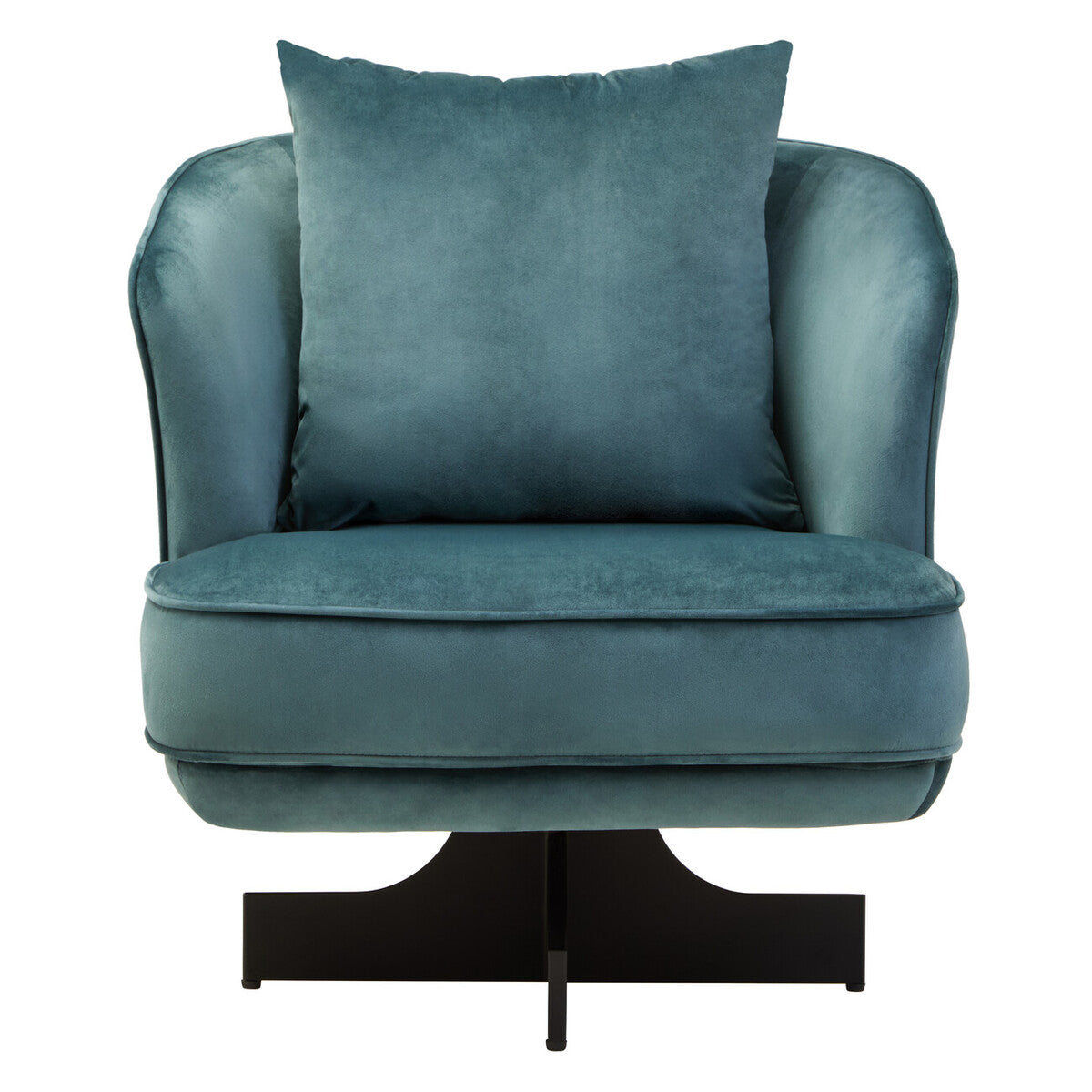 Hale Azure Velvet Swivel Chair with Cushion