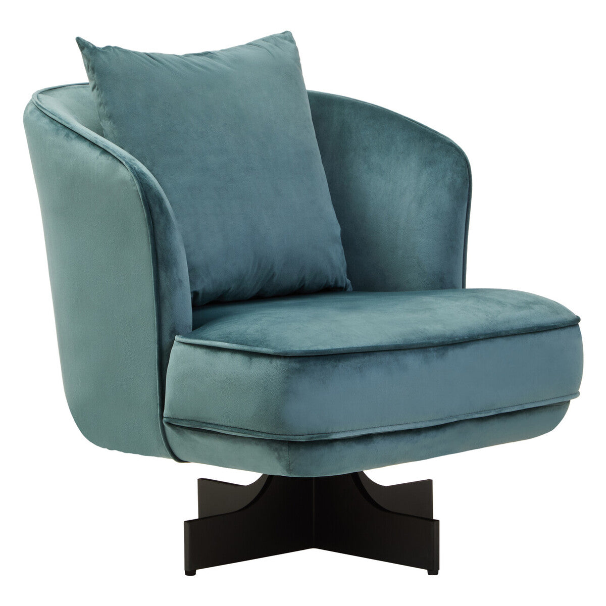 Hale Azure Velvet Swivel Chair with Cushion