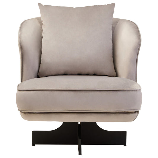 Hale Grey Velvet Swivel Chair with Cushion