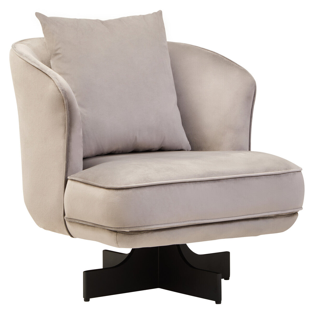 Hale Grey Velvet Swivel Chair with Cushion