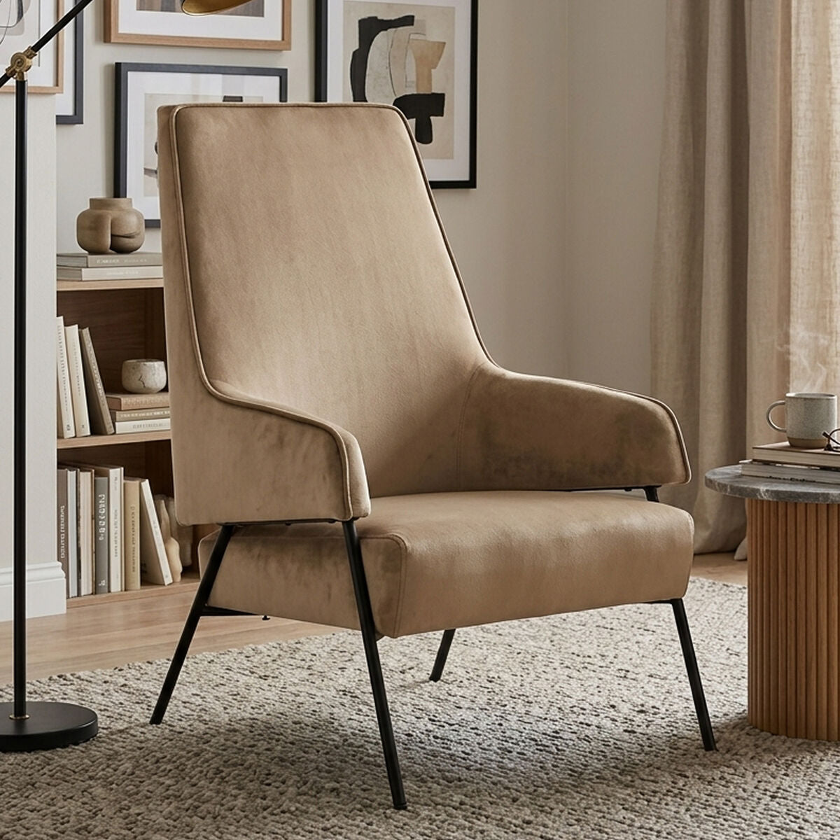 Henia Mink Velvet High Back Chair