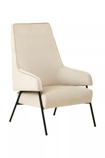 Henia Cream Velvet High Back Chair