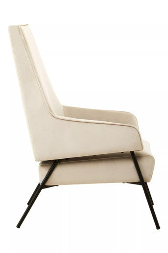 Henia Cream Velvet High Back Chair