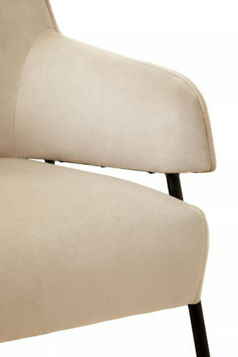 Henia Cream Velvet High Back Chair