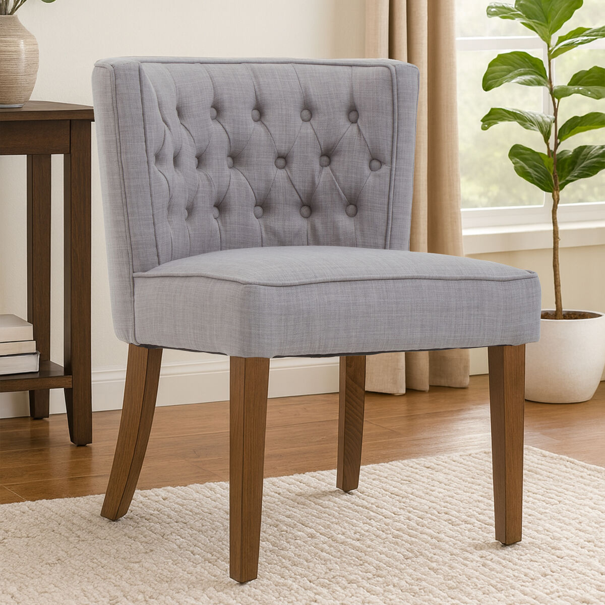 Parkside Grey Fabric Curved Back Dining Chair