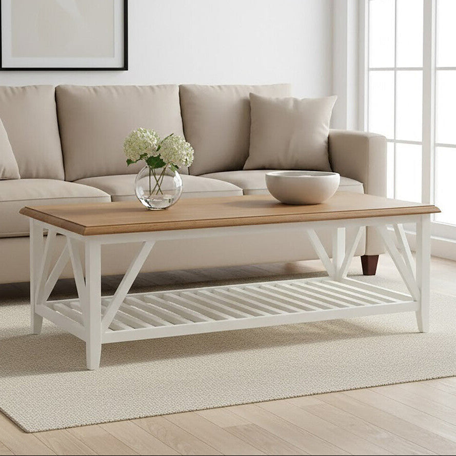 Parkside Natural Oak Wood Top Rectangular Coffee Table