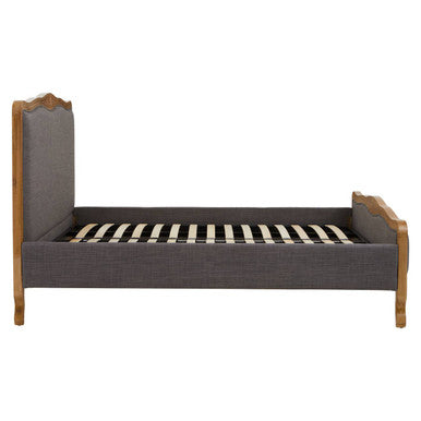 Parkside Grey Fabric and Oak Wood Super King Bed