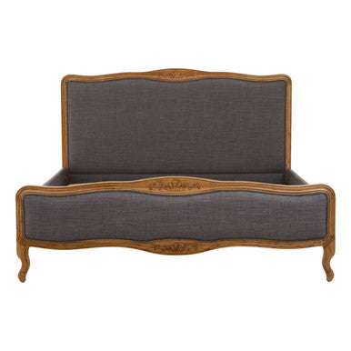 Parkside Grey Fabric and Oak Wood Super King Bed