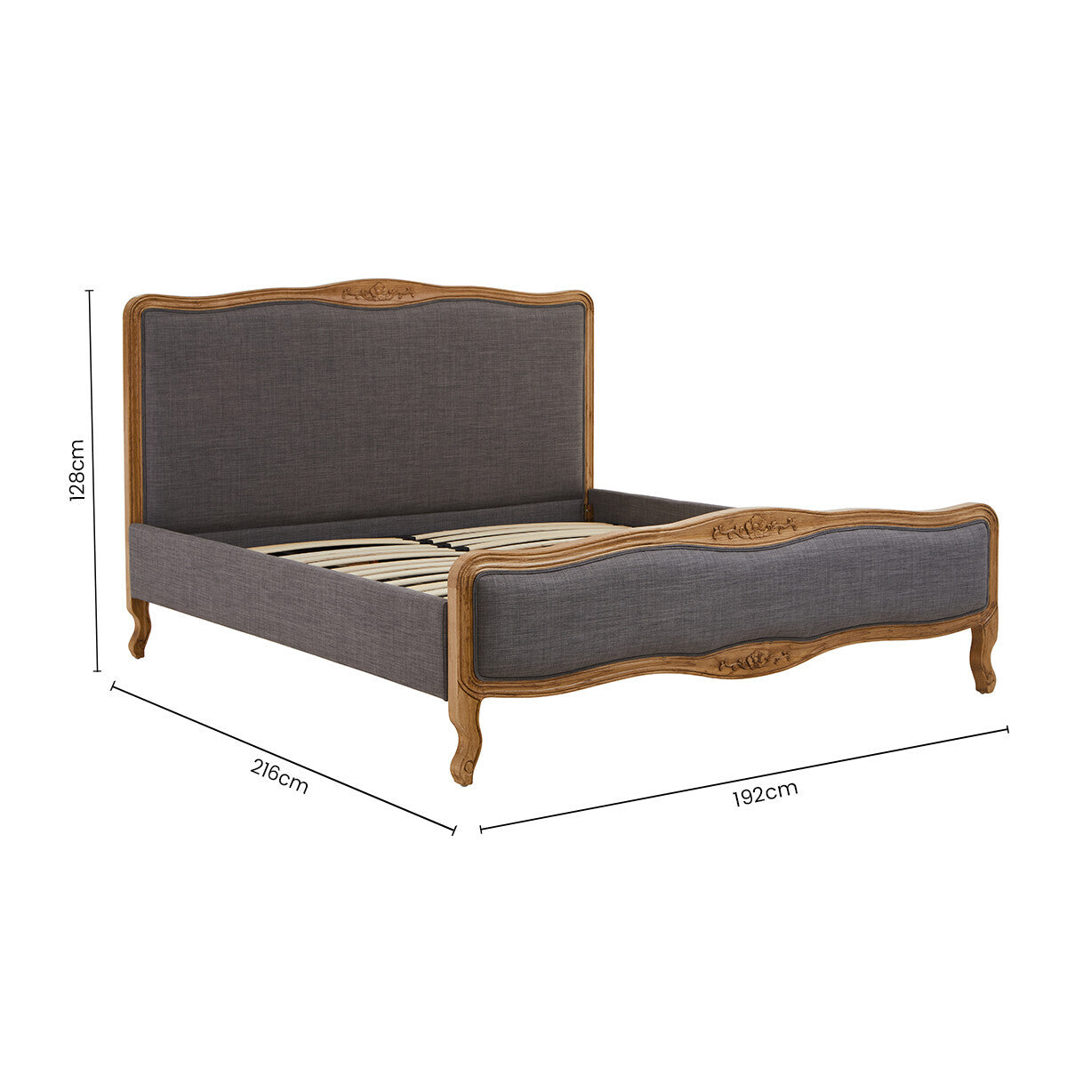 Parkside Grey Fabric and Oak Wood Super King Bed