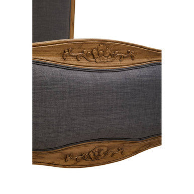 Parkside Grey Fabric and Oak Wood Super King Bed