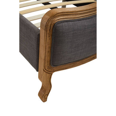 Parkside Grey Fabric and Oak Wood Super King Bed