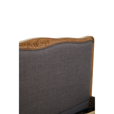 Parkside Grey Fabric and Oak Wood Super King Bed