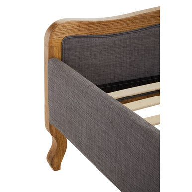 Parkside Grey Fabric and Oak Wood Super King Bed