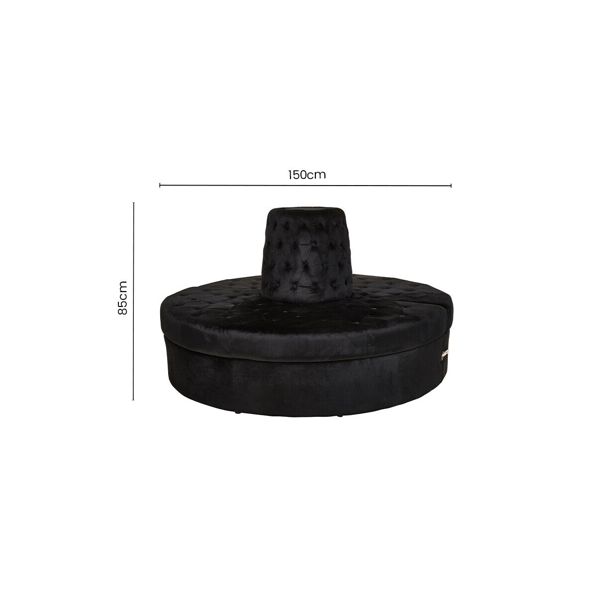 Hartford Black Velvet Modular Round Sofa