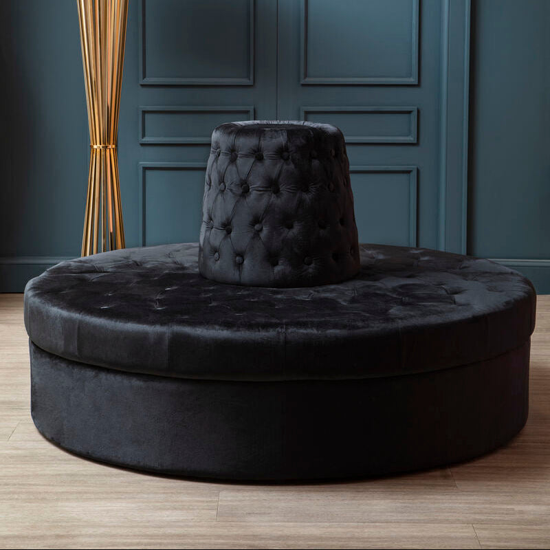 Hartford Black Velvet Modular Round Sofa