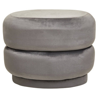 Hartford Grey Velvet Oval Pouffe