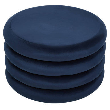 Hartford Midnight Blue Velvet Round Pouffe