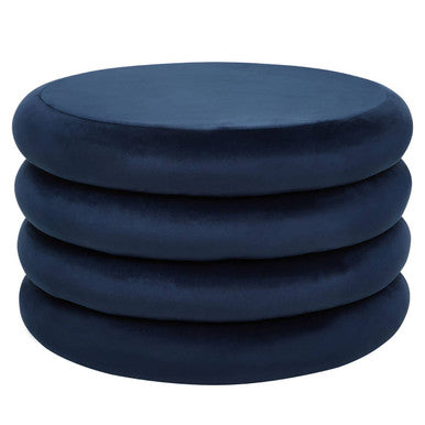 Hartford Midnight Blue Velvet Round Pouffe