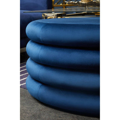 Hartford Midnight Blue Velvet Round Pouffe