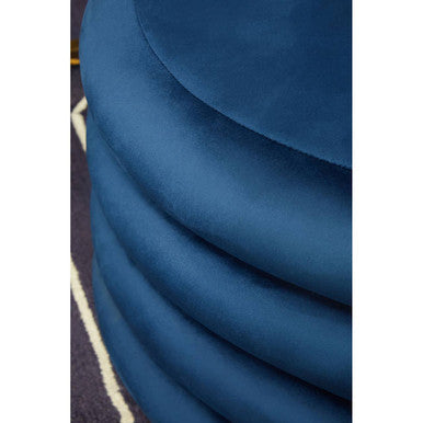 Hartford Midnight Blue Velvet Round Pouffe