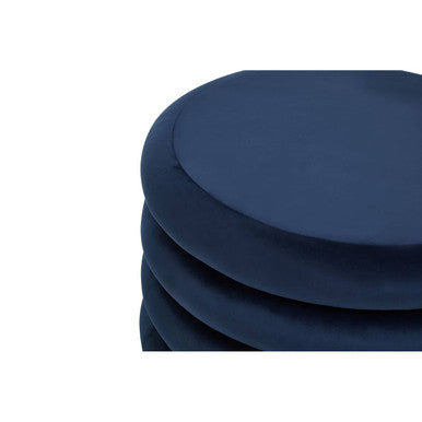 Hartford Midnight Blue Velvet Round Pouffe